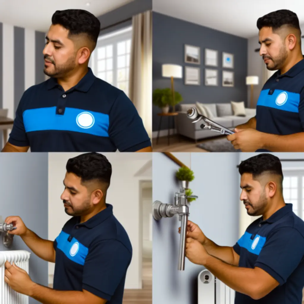 Professional maintenance contractor carrying out work in a managed rental property