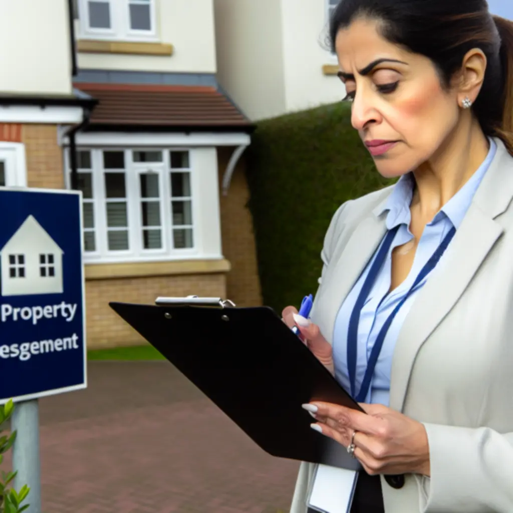 Property manager inspecting a residential building facade