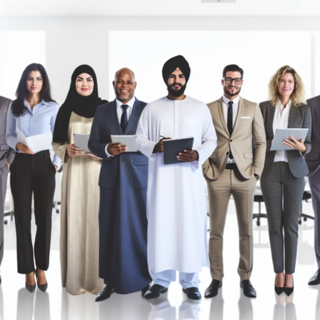 Professional property management team in a modern office